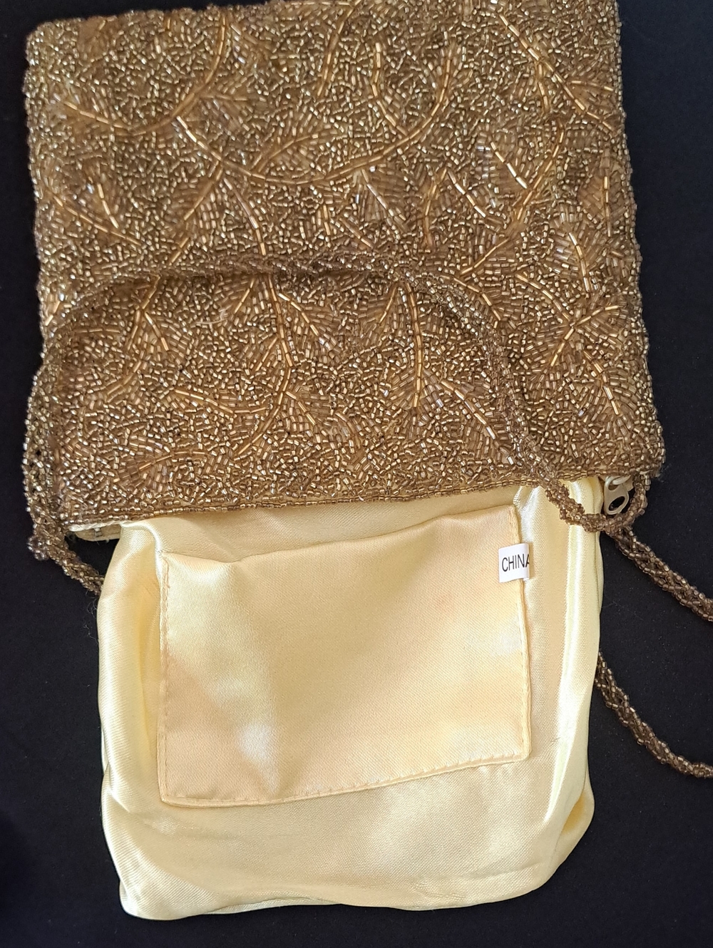 Vintage 1960s Gold Color Beaded Evening Crossbody Bag - Picture 6 of 8